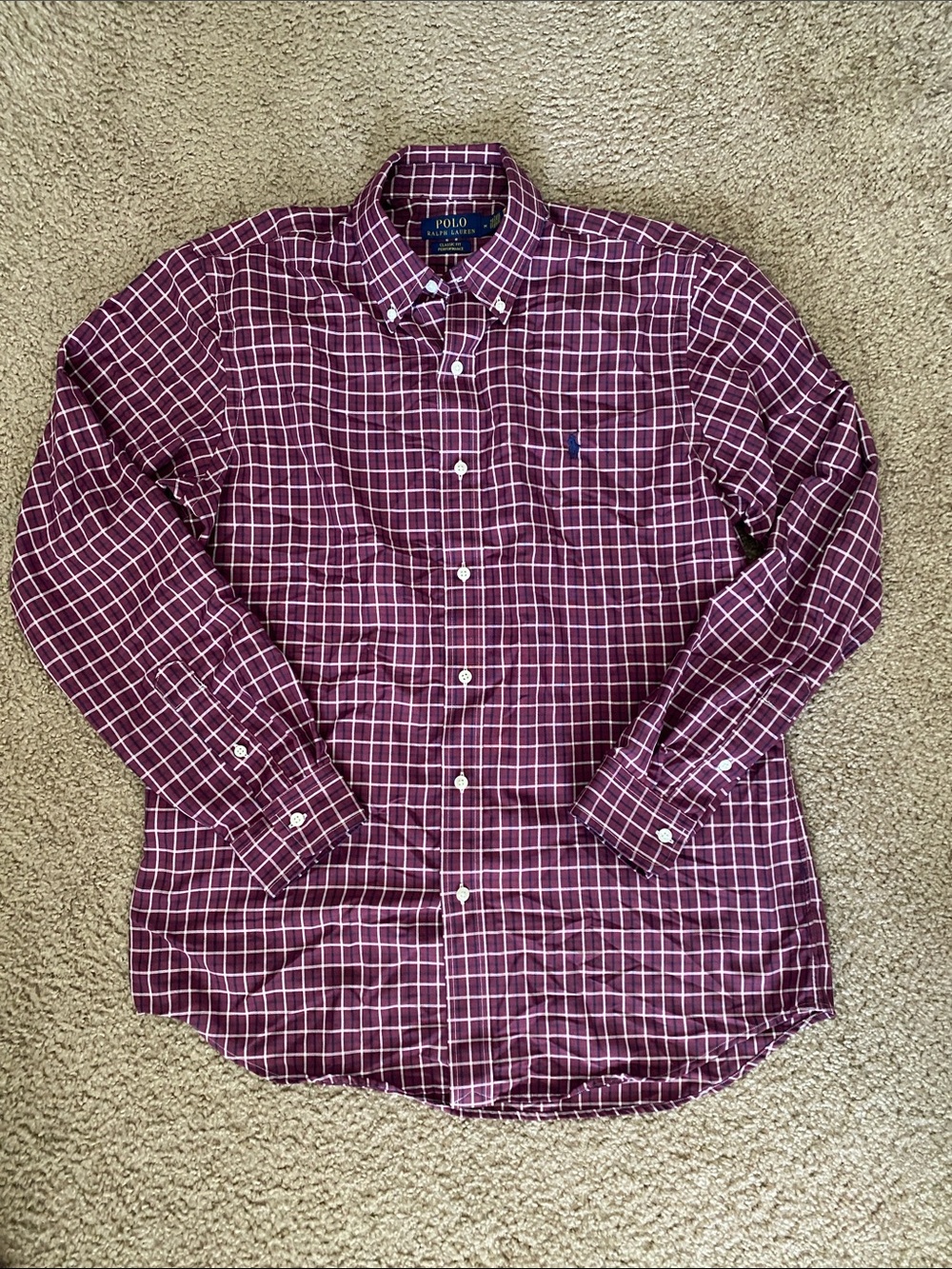 Polo by Ralph Lauren Burgundy Plaid Button-Down Shirt Medium